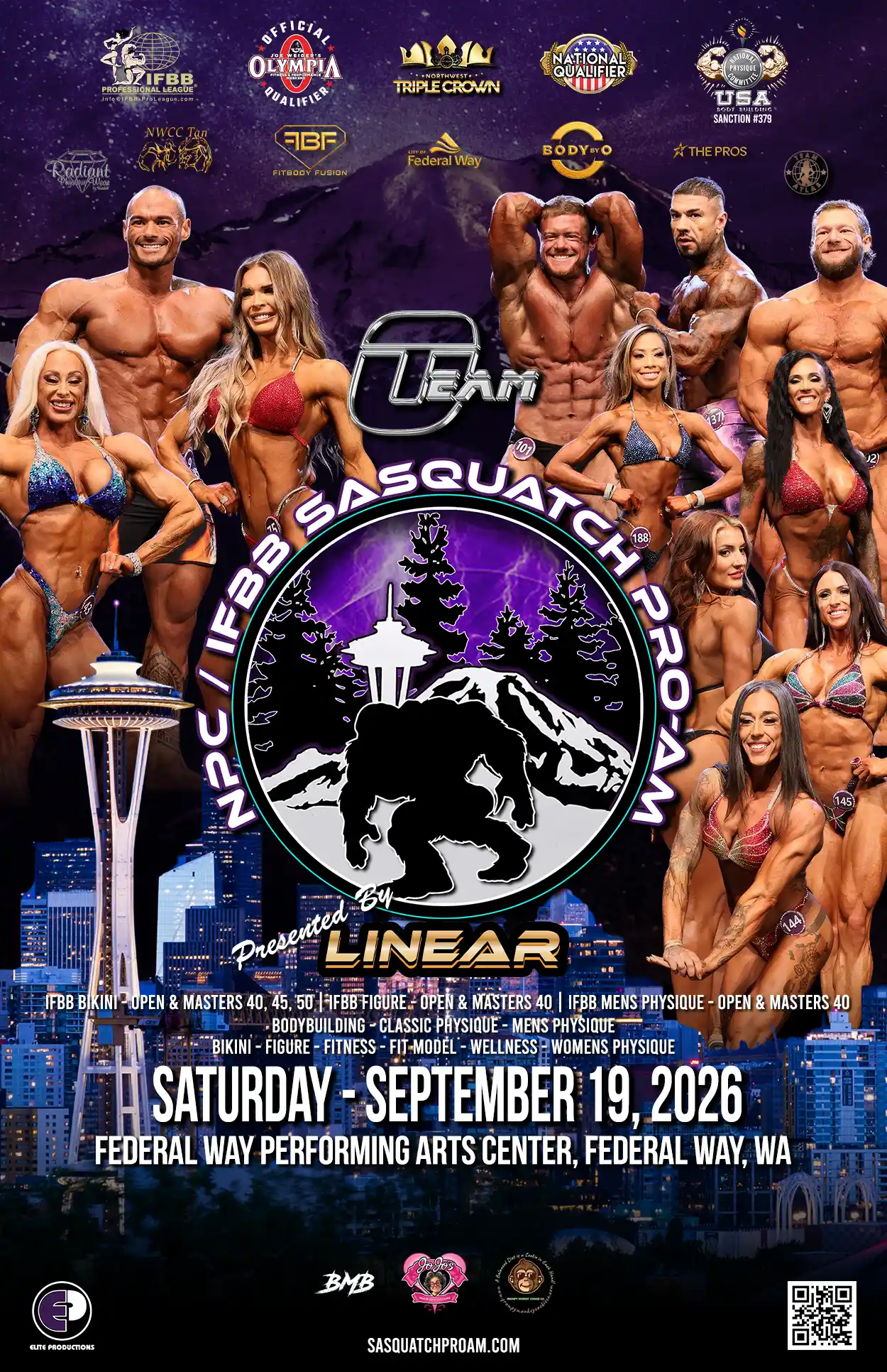 2026 NPC/IFBB Sasquatch Pro-Am, Saturday September 19, 2026